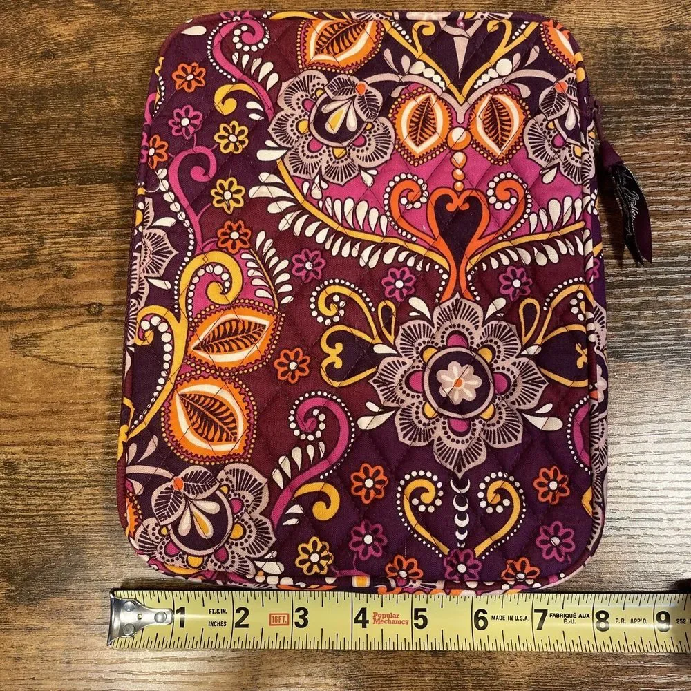 Vera Bradley Quilted Laptop Sleeve in Purple, Pink & Orange Paisley Floral